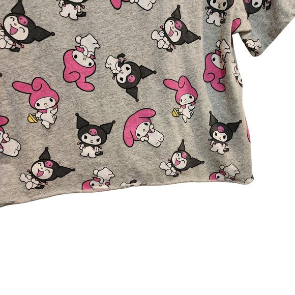 Sanrio Kuromi My Melody Short Sleeve Casual Cropped Top T-Shirt Gray Small - Picture 5 of 6